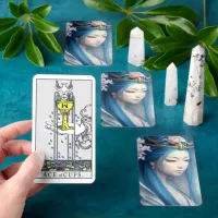 Japanese blue-haired Fairy Fantasy AI Art Tarot