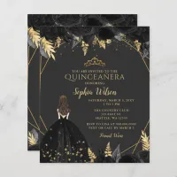 Budget Black Gold Princess Quincea&#241;era Invitation