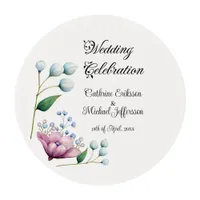 Elegant Floral Wedding Soft Botanical Romance Edible Frosting Rounds