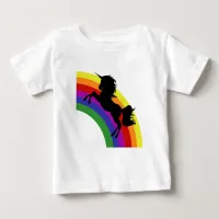 Black Unicorn Silhouette Rainbow Baby T-Shirt