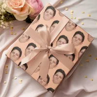 Cute Face or Pet Photo Peach Gift Wrapping Paper