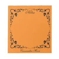 Halloween Orange & Black Magic Border Personalized Notepad