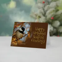 Cute Black-Capped Chickadee Songbird Christmas Foil Holiday Card