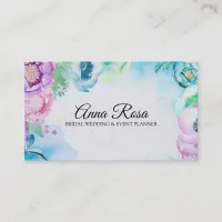 *~* Blue Floral Rose Wedding Event Planner Business Card