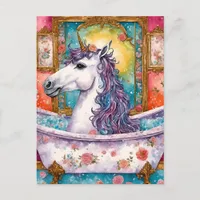 Adorable Unicorn in the Bath Postcard