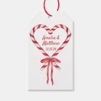 Candy Cane Heart & Bow | Custom Christmas Wedding Gift Tags