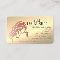 Beauty Salon Stylist Metallic 14k + Rose Gold Business Card