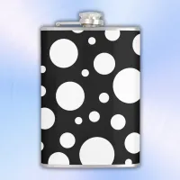 White Polka Dots on Black | Flask