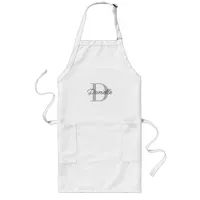 Modern Chic Custom Name Monogram Simple Typography Long Apron