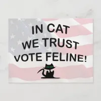 Vote Cat with American Flag Postcard