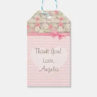 Thank You Baby Shower Pink Flowers Gift Tag