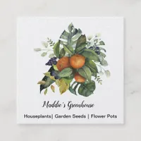 Watercolor oranges floral arrangement square business card