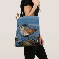 Beautiful Dunlin Sandpiper Goes Solo on the Beach Tote Bag