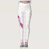 Pink Breast Cancer Awareness Ribbon Leggings