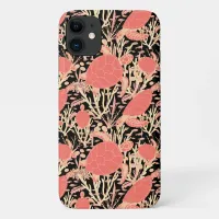 Sea Turtle Coral Reef on Black Patterned iPhone 11 Case