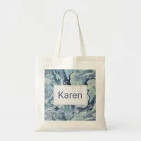 Blue and Gray Marble Watercolor Personalized  Tote Bag