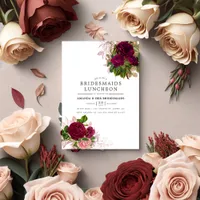 Vintage Chic Blush & Burgundy Bridesmaids Luncheon Invitation