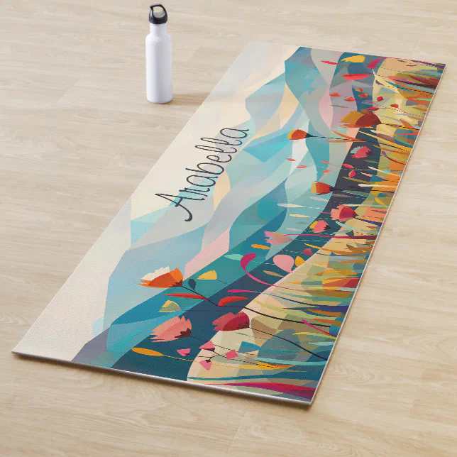 Modern Artistic Watercolor Drawing Meditation Yoga Mat