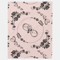 Simple Black Hearts, Floral, Infinity on Pink | Fleece Blanket