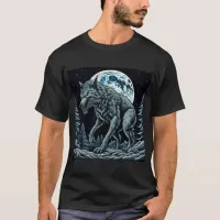 Vintage Werewolf Growling on a Full Moon Night T-Shirt