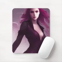 Mysterious Fantasy Art Woman Purple Assassin Mouse Pad