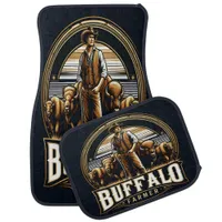 Bison Farmer Stands Proud Among Majestic Buffalo Car Floor Mat