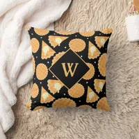 Thanksgiving Pumpkin Pie Patterned Monogram Fall Throw Pillow