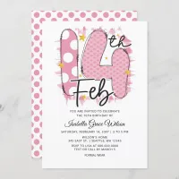 Cute Pink 14 February Valentine Birthday Invitation