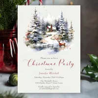 Vintage Christmas House Forest Holiday Party Invitation