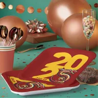 Red Gold Year of the Snake 2025 Paper Plates