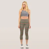 Southwest Sagebrush Green Geometric Design Capri Leggings