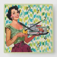 Nostalgic Vintage Retro Lady  Kitchen Clock