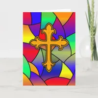 Happy Easter | Stained Glass and Cross Card