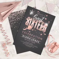 Moon and Stars Sweet 16 Rose Gold/Blk ID788 Invitation