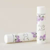 Elegant Gold Glitter Geometric Purple Floral Wed Lip Balm