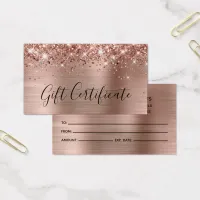 Glittery Rose Gold Foil Gift Certificate