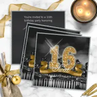 City Lights Sweet Sixteen Gold ID243 Invitation