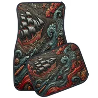 Ship in Stormy Waters Car Floor Mat