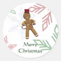 Dancing Cartoon Gingerbread Man Classic Round Sticker