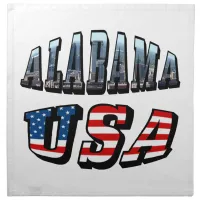 Alabama Picture and USA Flag Font Cloth Napkin