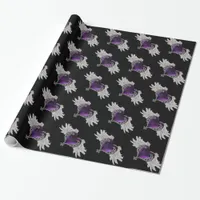 Goth Purple Heart with Angel Wings Wrapping Paper