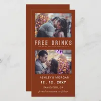 Funny Free Drinks Photo Wedding save The Date Anno Announcement