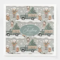Earth Tones Christmas Pattern#2 ID1009 Paper Dinner Napkins