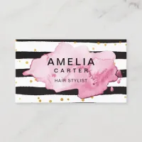 Gold black splash feminine Hair Stylist Salon Business Card