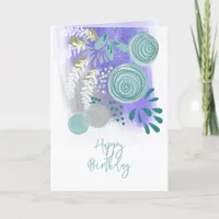 Abstract Floral Happy Birthday Greeting Card