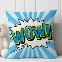 Superhero Comic Book Wow Cartoon Throw Pillow