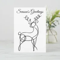 Minimalist Line Art Reindeer Season’s Greetings Holiday Card