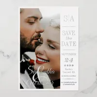 Elegant Formal Vintage Photo Wedding Save The Date Foil Invitation