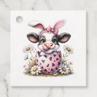 Funny Watercolor Easter Cow Favor Tags