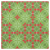 Green Red White Festive Mosaic Christmas Pattern Fabric